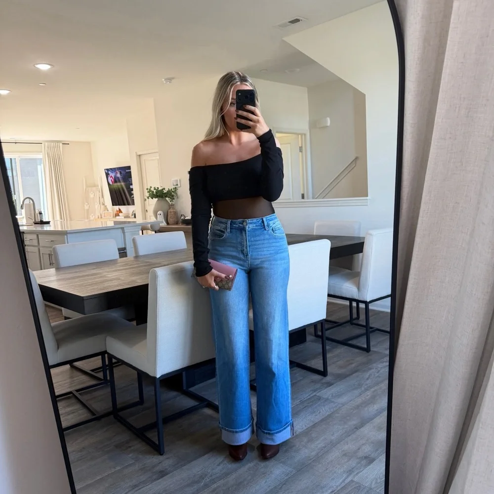 Stylish Blue Boot Cut Women's Jeans - Picture 1 of 5